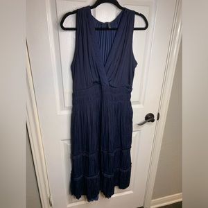 White House Black Market Navy Sleeveless V Neck dress
